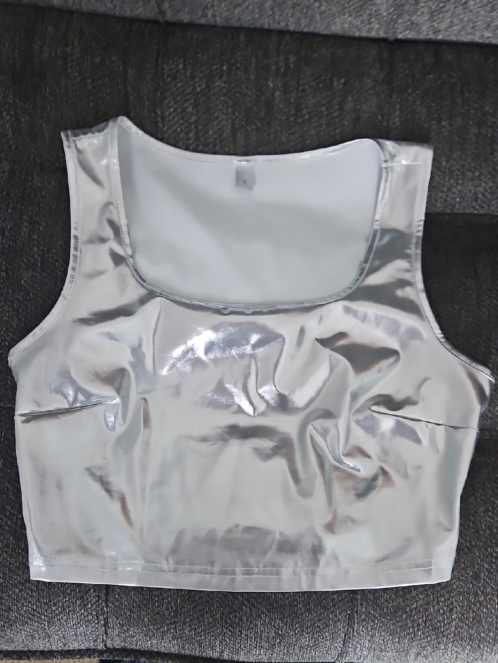 Women’s Silver Metallic Crop Tank Top